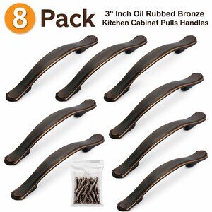 8 Pack 3" Inch Oil Rubbed Bronze Kitchen Cabinet Pulls Handles